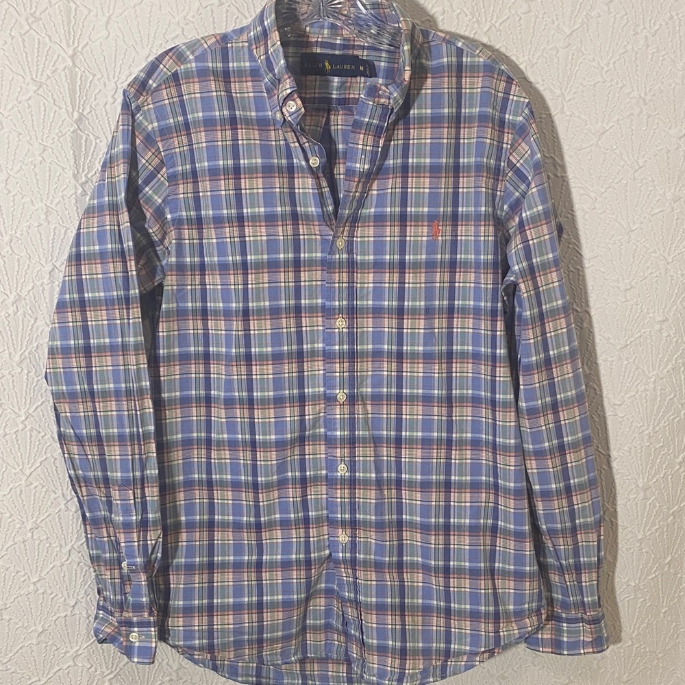 Ralph Lauren Multicolor Plaid Button Down Long-sleeve Shirt size M Iconic Preppy